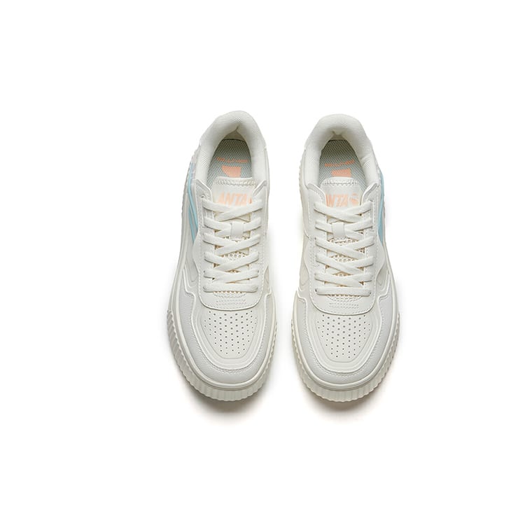 Anta Life Collection Slip Resistant Abrasion Resistant Low Top Skateboard Shoes Women's White Blue 122138066-2