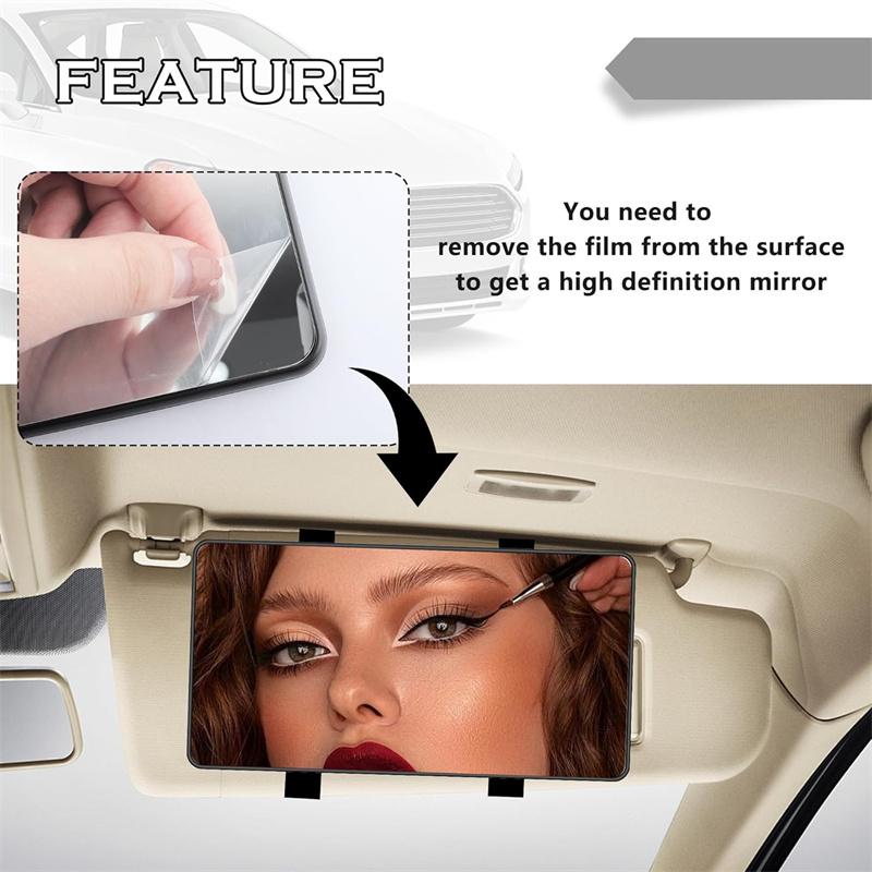 Car Mirror For Sun Visor Large Screen Portable Makeup Mirror Hd Vanity Mirror For Truck Suv Interior Rear View Mirror