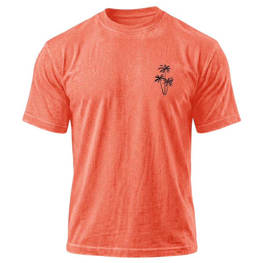Men’s Casual Crew Neck Short Sleeve T Shirt with Palm Tree Print Relaxed Fit Soft Cotton Jersey Top for Everyday Wear