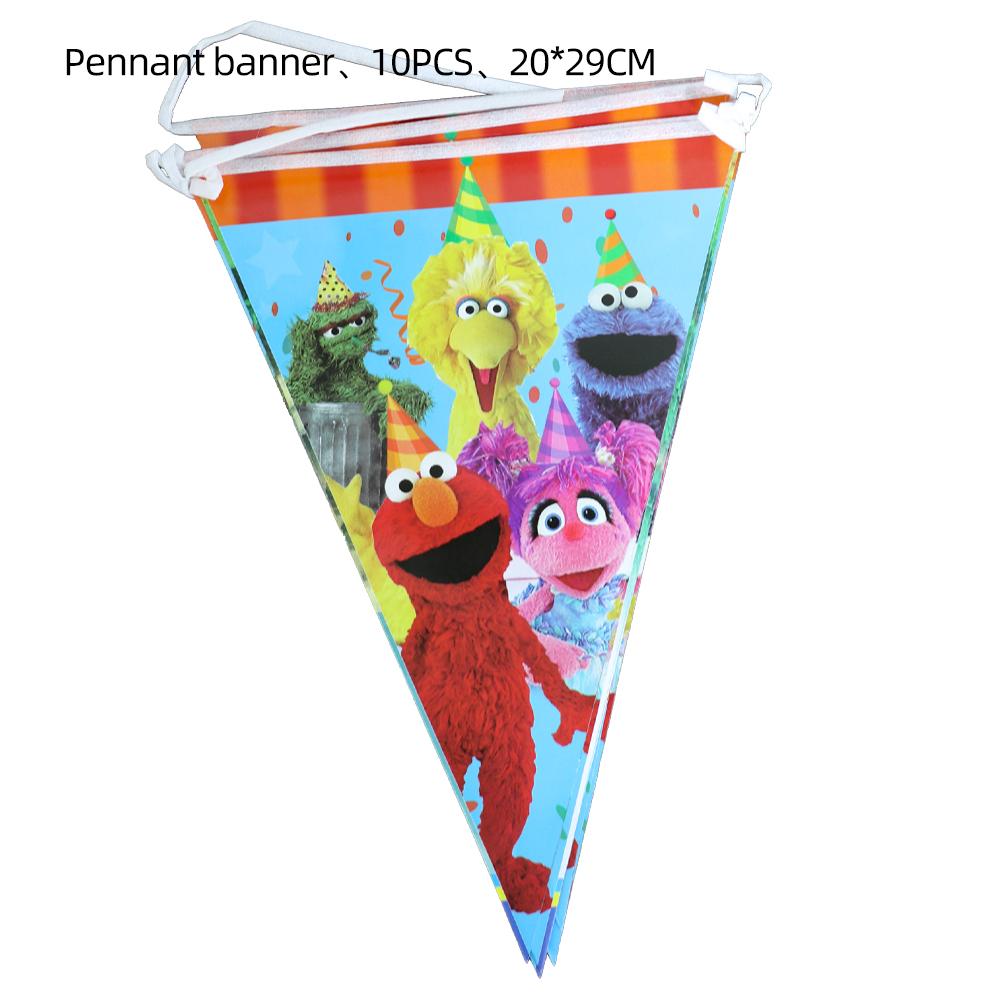 New Sesame Birthday Party Decorations Cartoon Street Balloons Plates Tablecloth Cups Tableware Set for Baby Shower Party Favors 5
