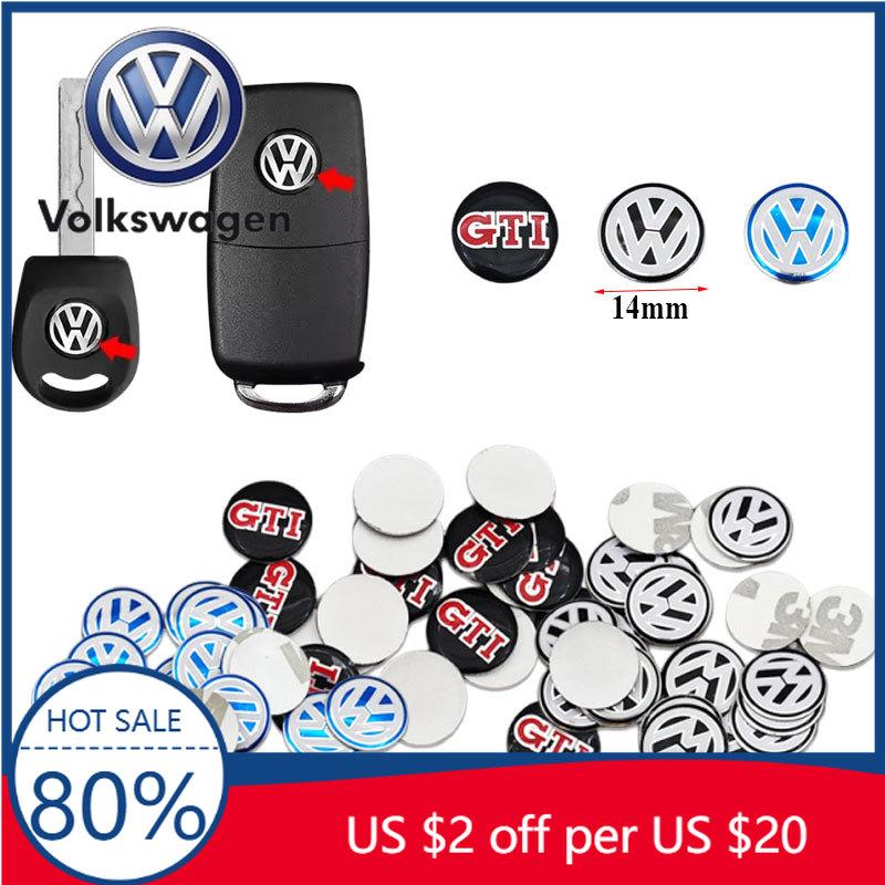 For VW Volkswagen Jetta MK5 Golf 10 stk. 14 mm bilens emblem nøkkelklistremerker badge tilbehør for Volkswagen VW Touran Beetle Golf Passa