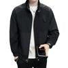Men Jacket Stand Collar Long Sleeve Zipper Placket Jacket Coat Solid