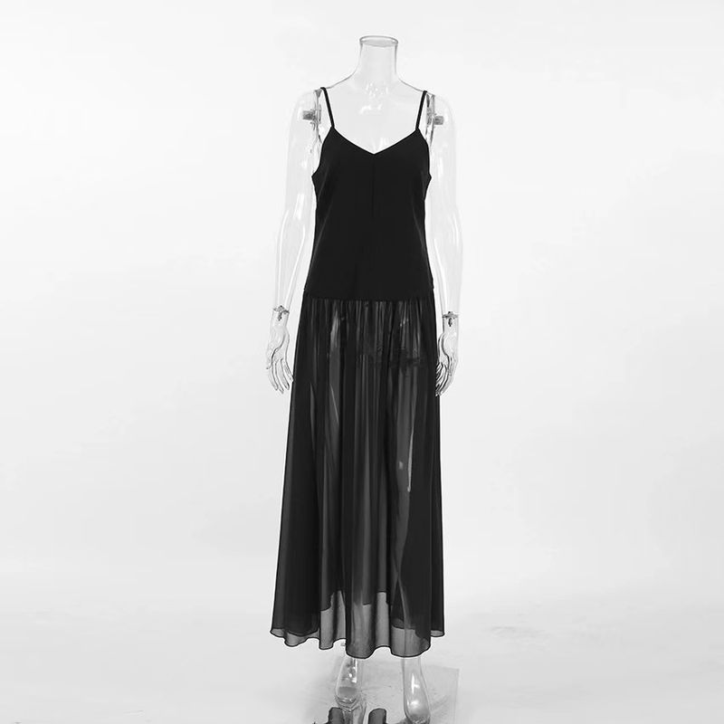 

New Arrival Russian Black Sexy V-neck Brace Evening Party Backless Dress Sexy Backless Dress Black S