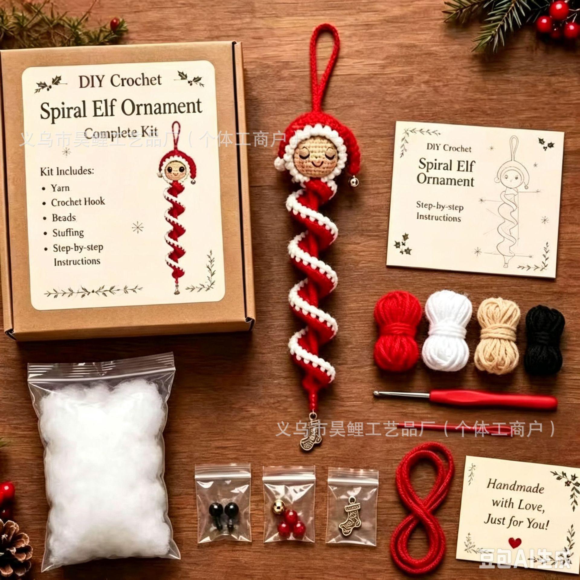 DIY Haak Sneeuwpop & Kerstboom Spiraal Ornament Kit Handgemaakt Knutsel Feestdecoratie Hangend Hanger voor Huis Muur Raam