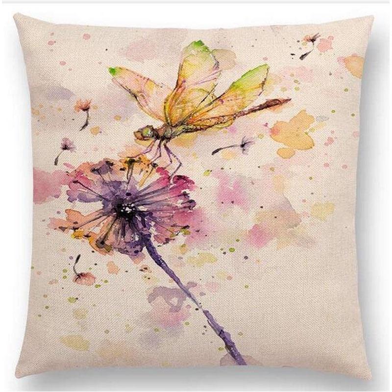 Exquisite Watercolor Lion Flowers Butterfly Lane Bird Wren Cushion Cover Ideal For Stylish Homes