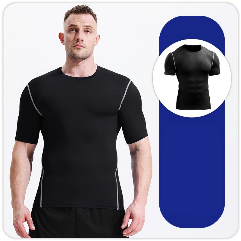 

Мужская футболка для бега Фитнес Уличные тайтсы Спортивные топы с коротким рукавом Быстросохнущие футболки M L XL XXL 3XL 4XL XXL чёрный