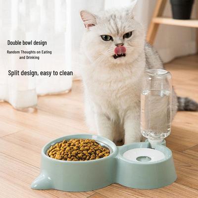 Anti-Spill Pet Food & Water Bowl Set for Cats & Dogs - Automatic Drinking Bowl Included