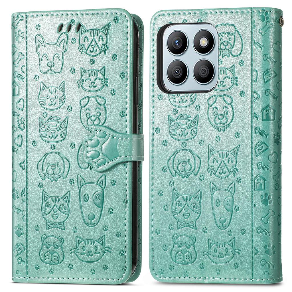 Leather Case For Honor X7c 4G/200 Smart 5G/Play 60 Plus 5G Wallet Flip Phone Cover Cute Cat Dog Pattern
