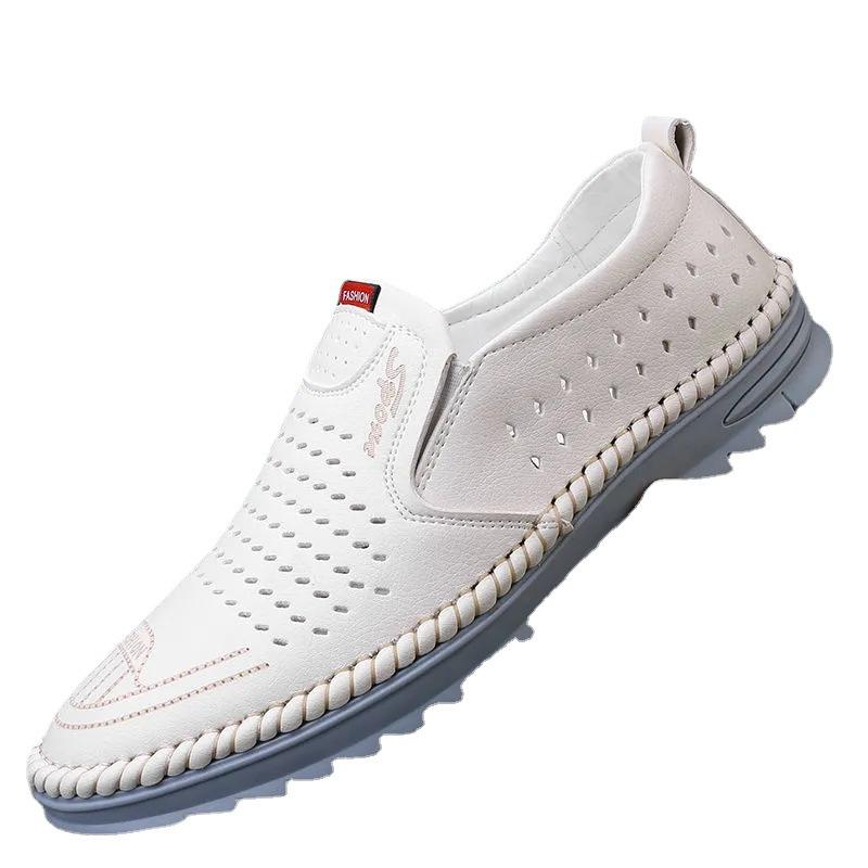 Summer New Men's Casual Leather Sandals In the Elderly Breathable Hole Shoes Non-slip Hollow Dad Men's Shoes Sandals