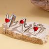 Elegant Stainless Steel Zircon Heart Open Ring - Luxury Fashion Versatile Index Finger Ring for Women