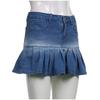 Fashion Denim Pleated Skirt Women High Waist Button Zipper Pocket Ruffle A-line Sexy Mini Skirts Female 2025 Spring Summer Lady Skirt