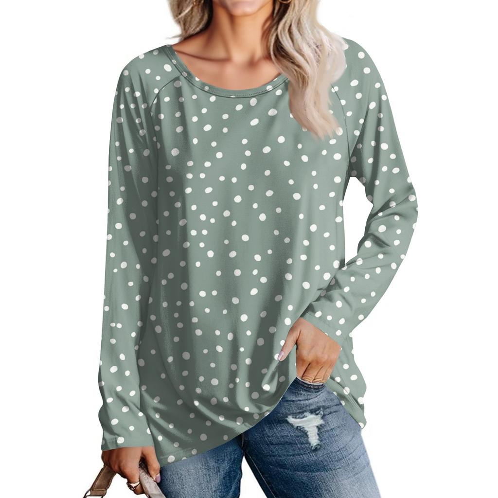 Top Blusa Pullover Casual da Donna a Manica Lunga con Stampa Girocollo