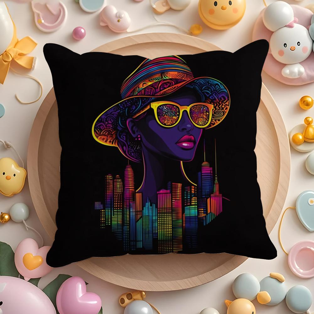 Luxurious illustration spell Pillow Case Soft Plush Fabric DoubleSided Printed Cushion Cover Warm Winter Sofa Pillow Case