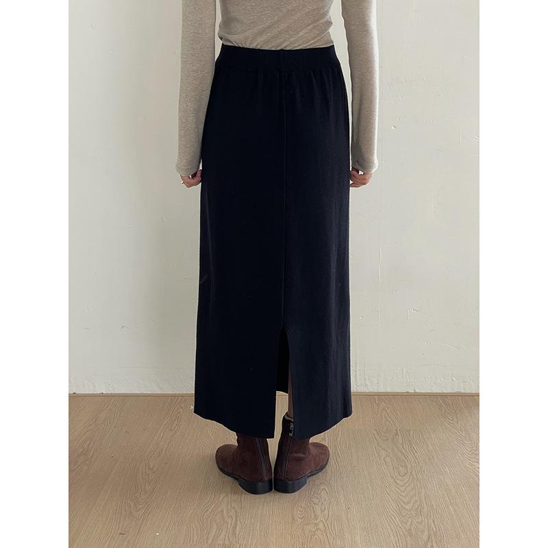 Meat-Concealing Ge Ming High-Waisted Knit Midi Skirt - Women s 2025 Winter Collection One Size (85-130)