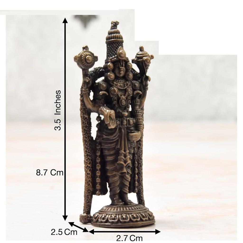 India 3.5-Inch Handmade Copper Balaji Idol – Patina Antique Finish,