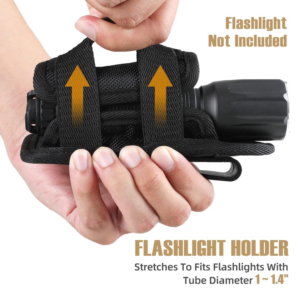 Tactical Flashlight Holster with Rotatable Belt Clip - Durable Polyester 360° Reel for Easy Attachment Ideal for Hunting Fishing