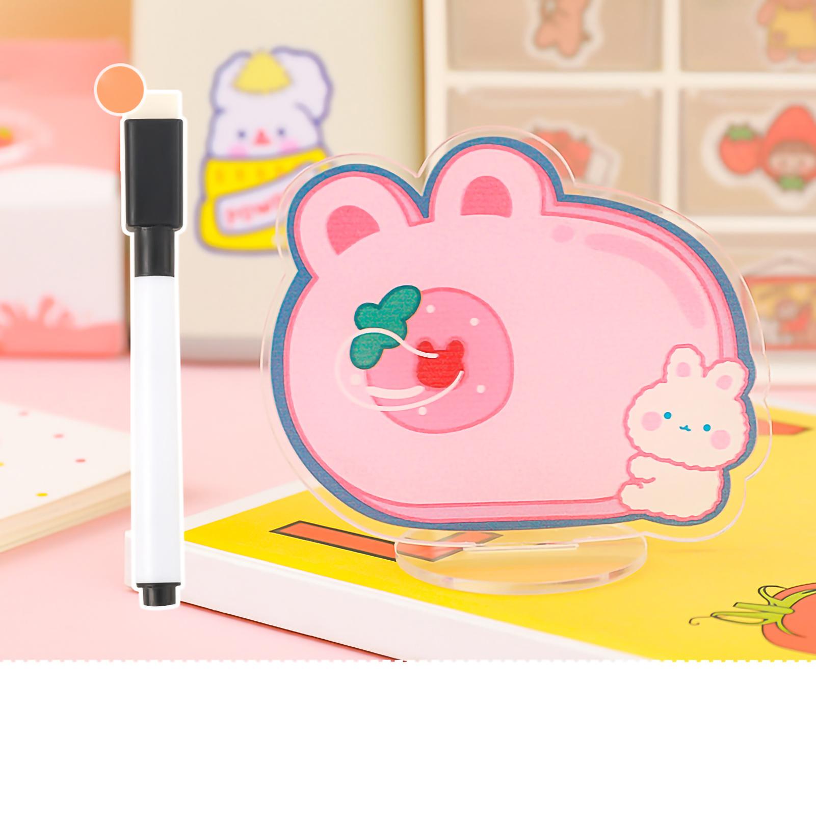 

Акриловая доска для сухого стирания, милая акриловая доска для сообщений, стираемая многоразовая доска для заметок с подставкой для офиса White Rabbit Strawberry