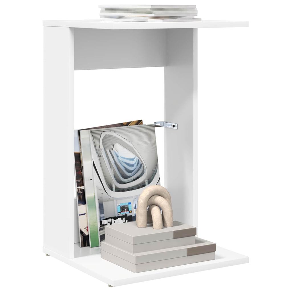 Side Table White 40 X 38 X 62.5 Cm Engineered Wood