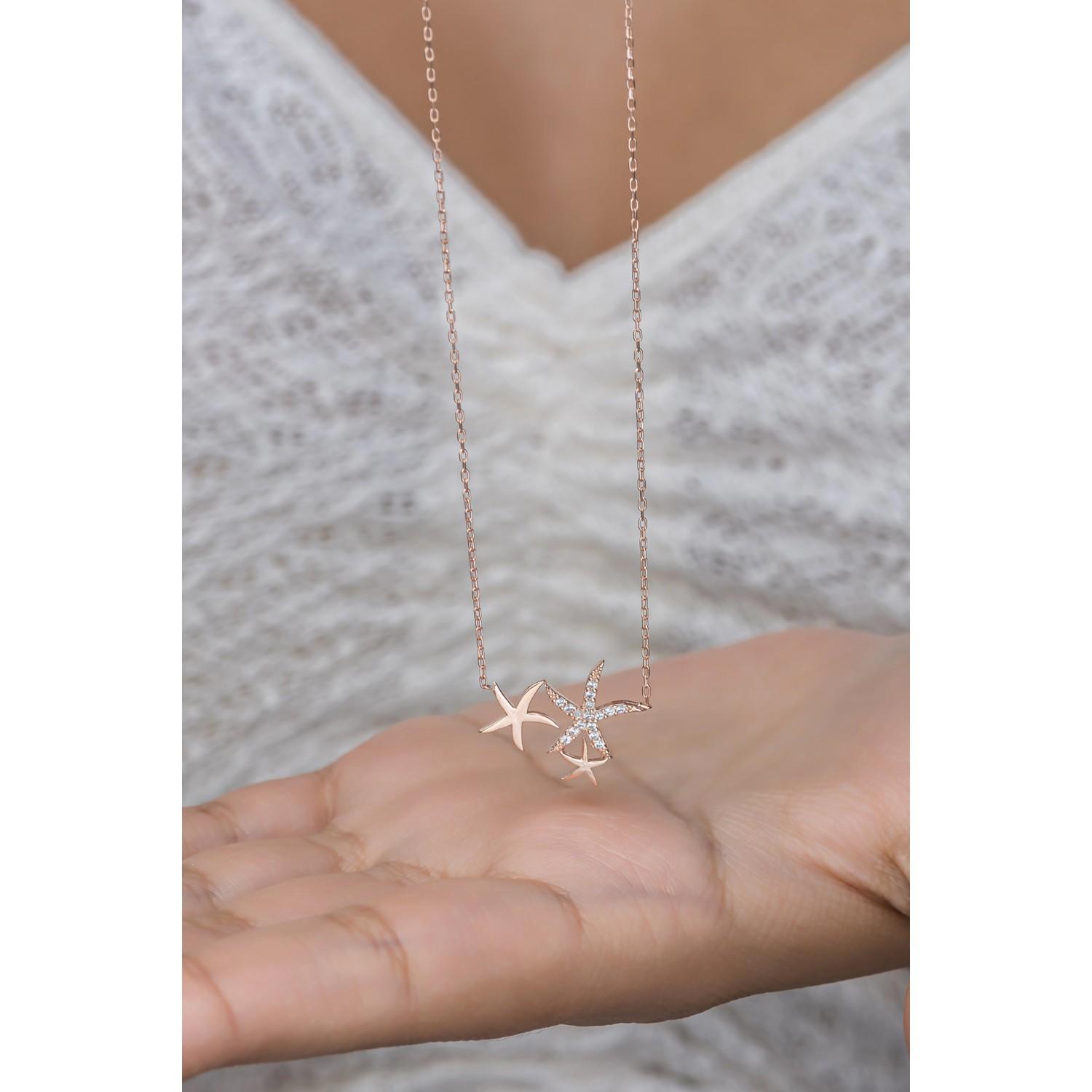 

Ожерелье Nereze из стерлингового серебра 925 пробы с розовым цирконом и 3 звездами