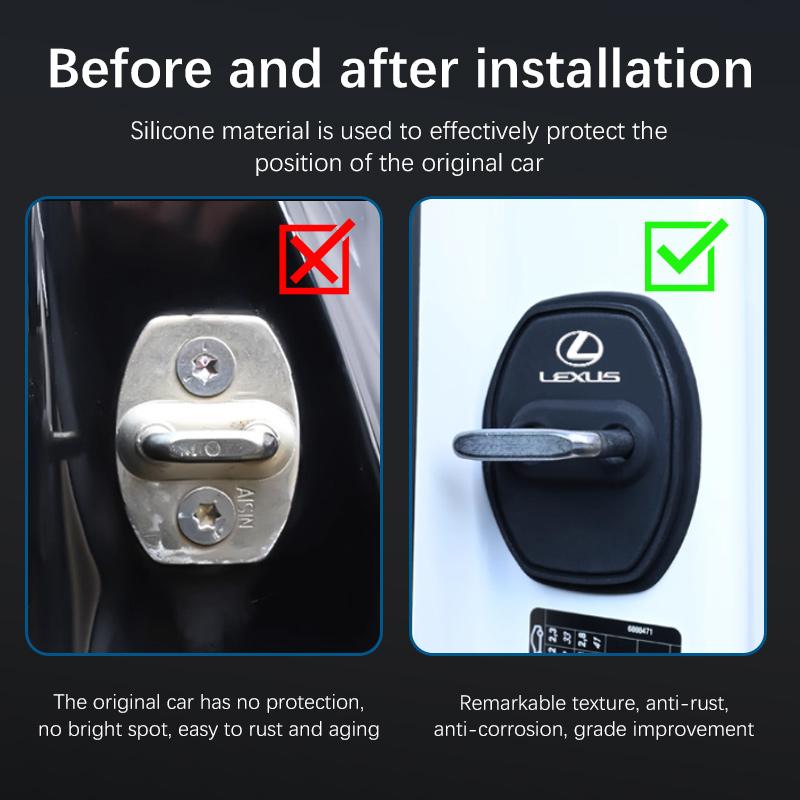 Silicone Car Sline Emblem Door Lock Cover Protection Stickers For Lexus RX ES GX LS LX IS CT GS RC NX UX ES300 RX350 NX250 ES200 AEZ1