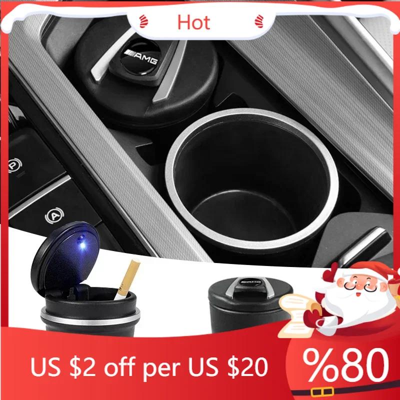DJR5   1pcs LED Car Ashtray Cigar Ash Tray Coin Storage Cup for Mercedes Benz AMG A180 A200 A260 W203 W210 W211 W204 C E S CLS
