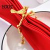 Hollow Design Napkin Ring Ring, Vintage Branch & Bird with Gold Finish, Open-End Holder for Chinese Wedding Table Decor Cloth Linen Dinner