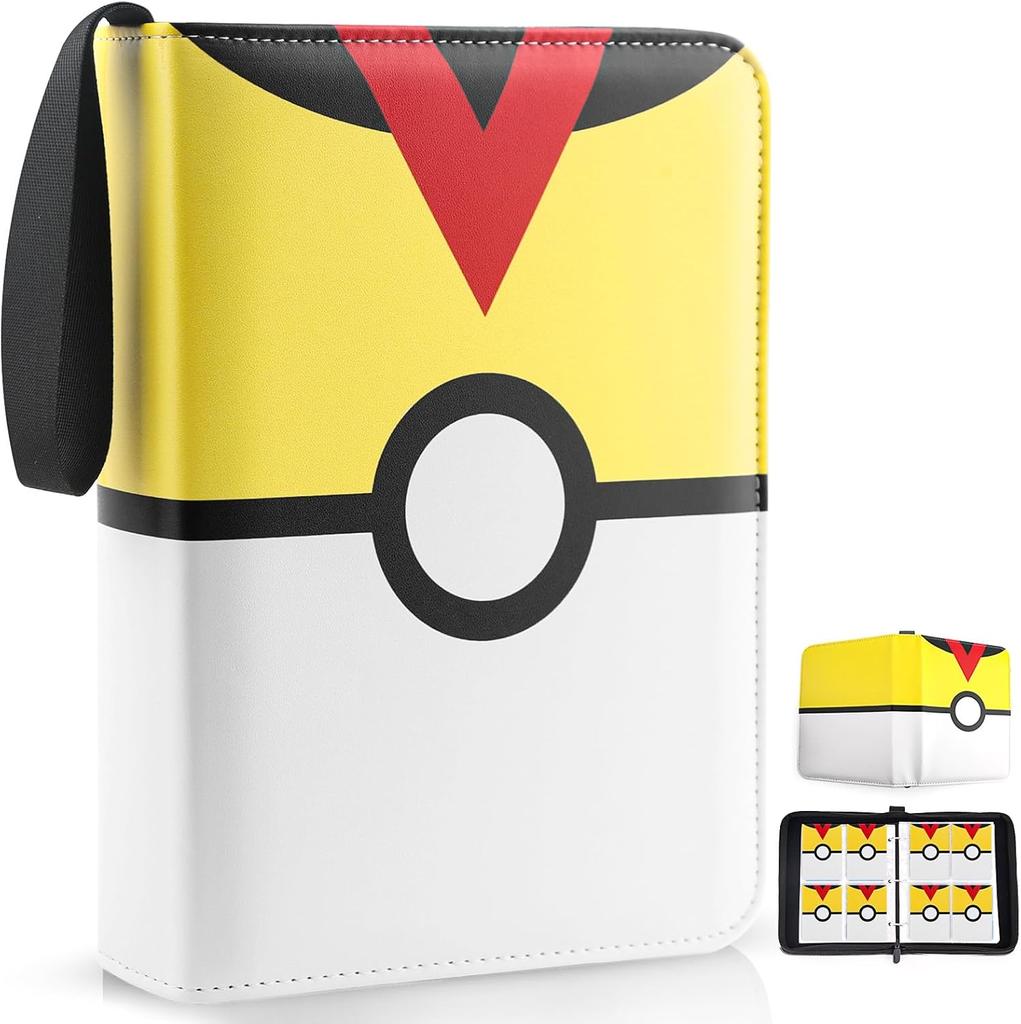 Card Binder 4 Pocket, Trading Card Holder Fits 400 Cards With 50 Removable Sleeves, Portable Collection Card Ablum, Game Card Case book With Zipper