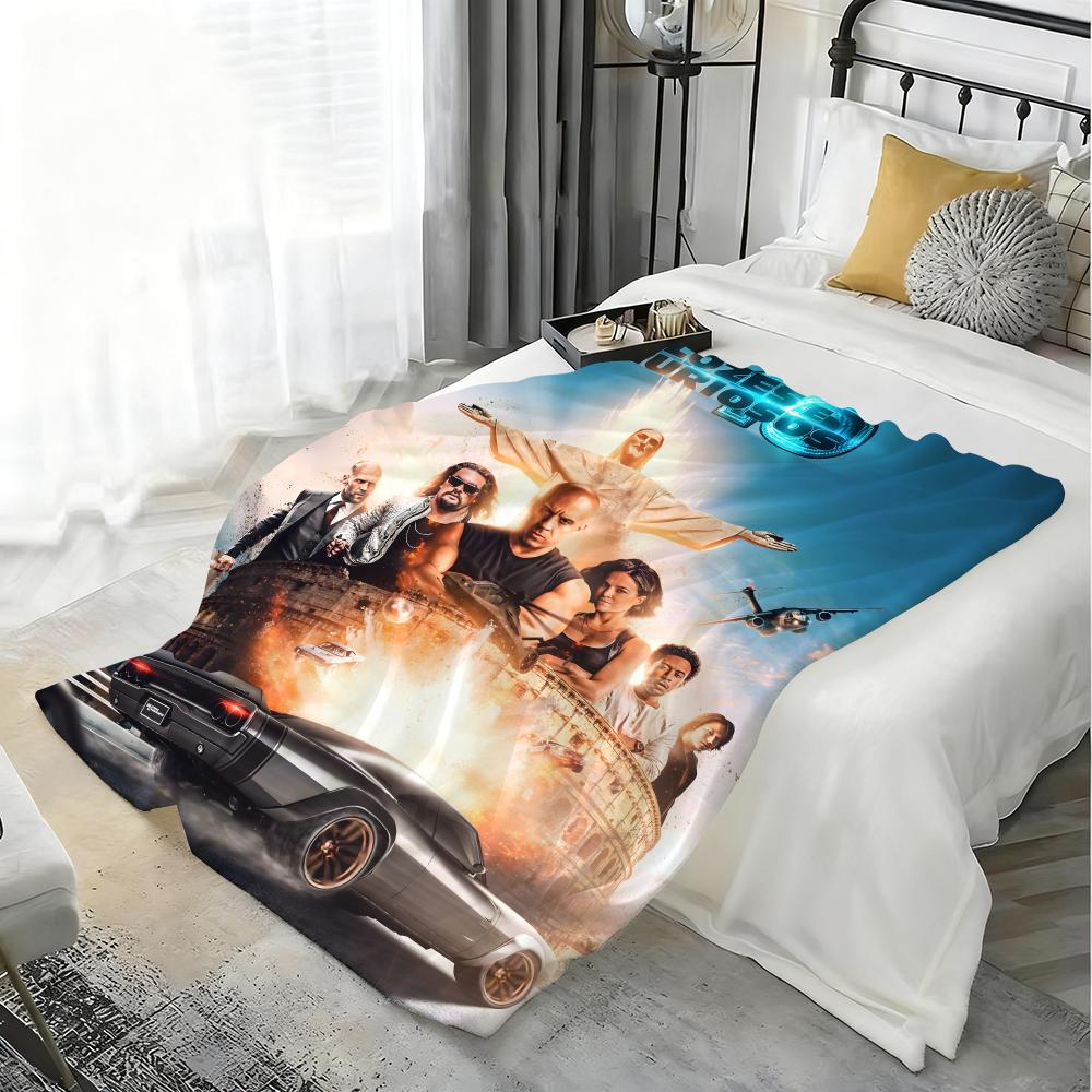 Movie T-The Fast and the Furious Throw Lightweight 240g Flannel Blanket Soft Skin-friendly for Summer Cooling