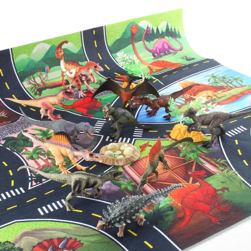 Neues tragbares Jurassic Dinosaurier-Set mit praktischer Aufbewahrungsbox und realistischer Baummatte