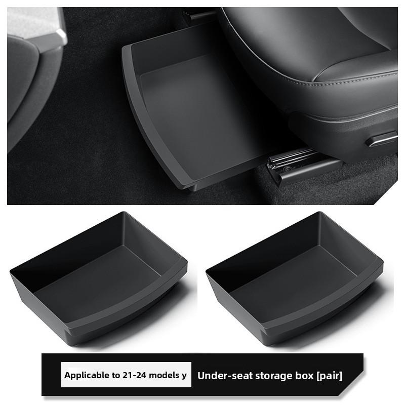 Autoaufkleber 2025 HEISS Für Tesla Model Y Juniper 2021-2025 Unter Sitz-Aufbewahrungsbox Fahrer- und Beifahrer-Stil TPE Aufbewahrung Modifiziert