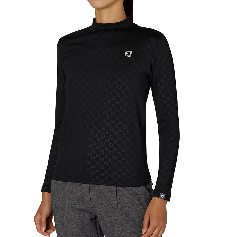 

FootJoy Brushed FJ Embossed Print Long Sleeve Mock Neck Size Small Women s Shirt, Black, (FJW-F24-S06, 32288-S) чёрный