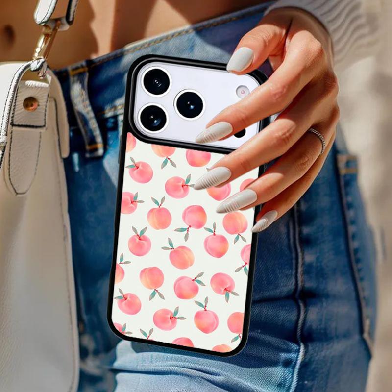 Peaches Aesthetic Phone Case For iPhone 17 Air 14 15 13 12 Max Cover For Apple 16e 11 Pro Max Plus Coque