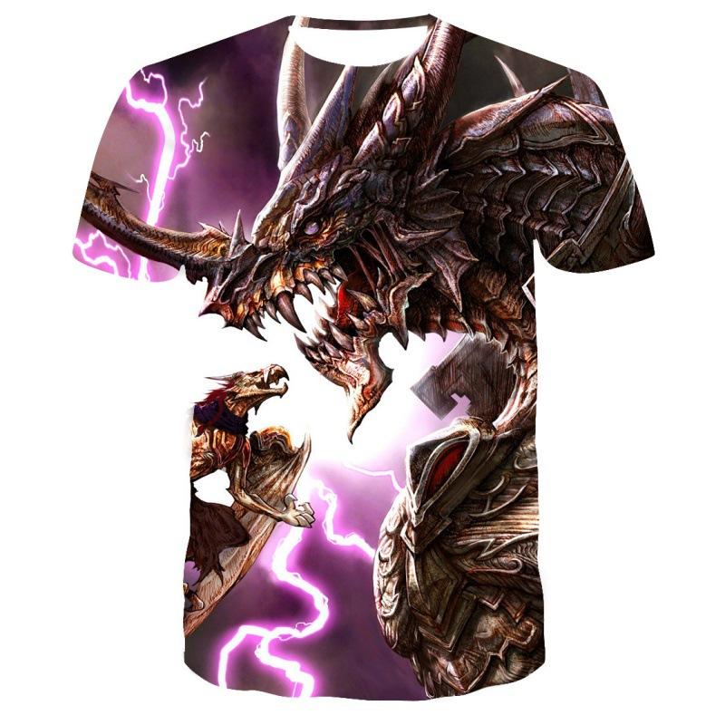 Cool Fashion Dragon 3D Printing T Shirt Casual Cartoon Anime Short Sleeve Tee