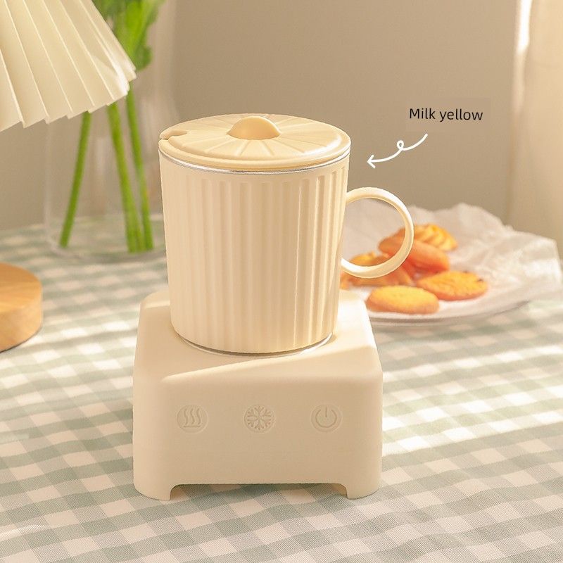 

Car Fast Refrigeration Cup Dormitory Desktop Summer Mini Small Hot and Cold Drinks Office Cooling Iced Handy Gadget Milk yellow + hot and cold dual use + lid