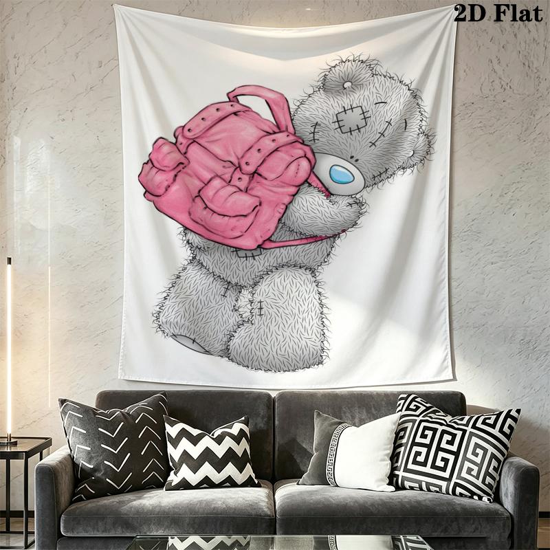 Tatty Teddy Wall Tapestry Aesthetic Wall Hanging Printed Fabric Blanket Decorative Tapestries for Bedroom Living Room Home Decor
