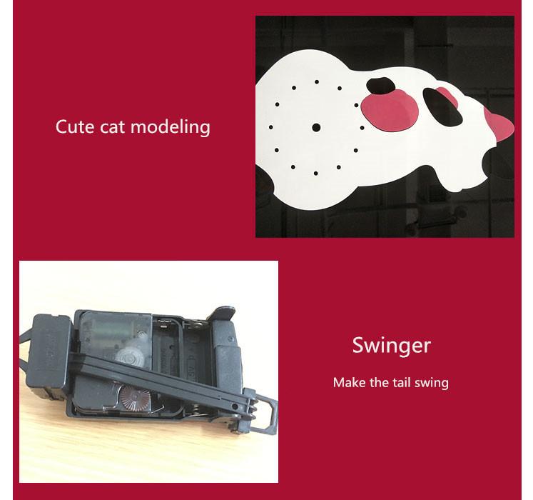 Cartoon Kitten Tail-Wagging Wall Clock for Children's Room and Living Room Decor