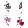 Stylish Leopard Print Plush Keychain Adorned With Artificial Leather Heart Bag Charm for Women Fashion Accessories
