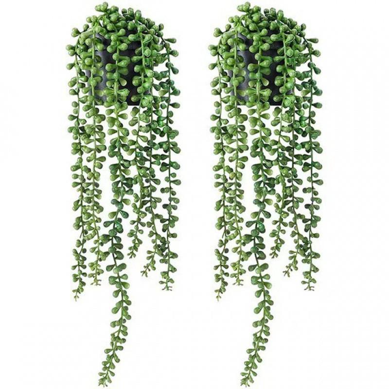 Hanging Datura Eucalyptus Wall Decoration with Faux Potted Plant and Flowers