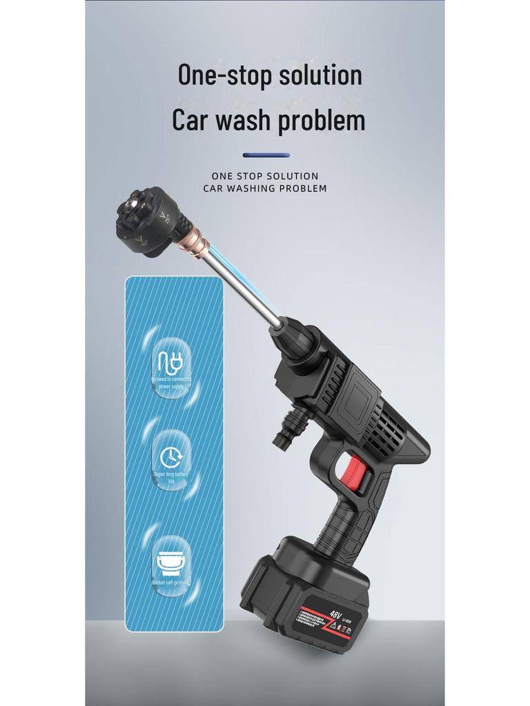 Rechargeable Cordless High-Pressure Car Wash Water Gun with Lithium Battery