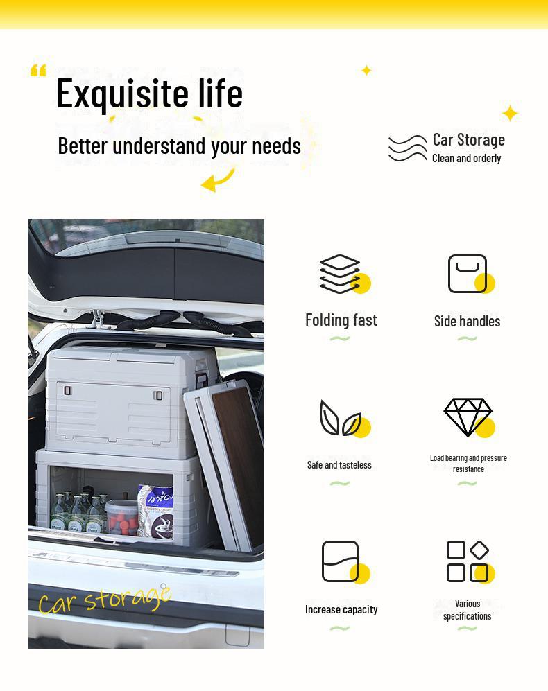 Car Trunk Storage Box - Versatile Organizer for Car Supplies and Outdoor Use
