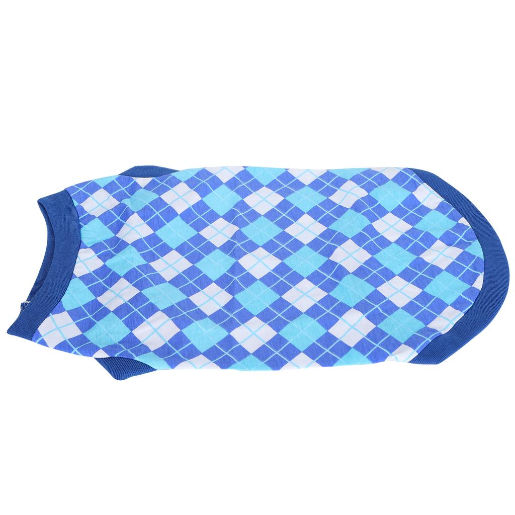 Pet Pig Spring Summer Sleeveless TShirt Pet Vest Sweatshirt Rhombus Pattern Clothes(Blue M)