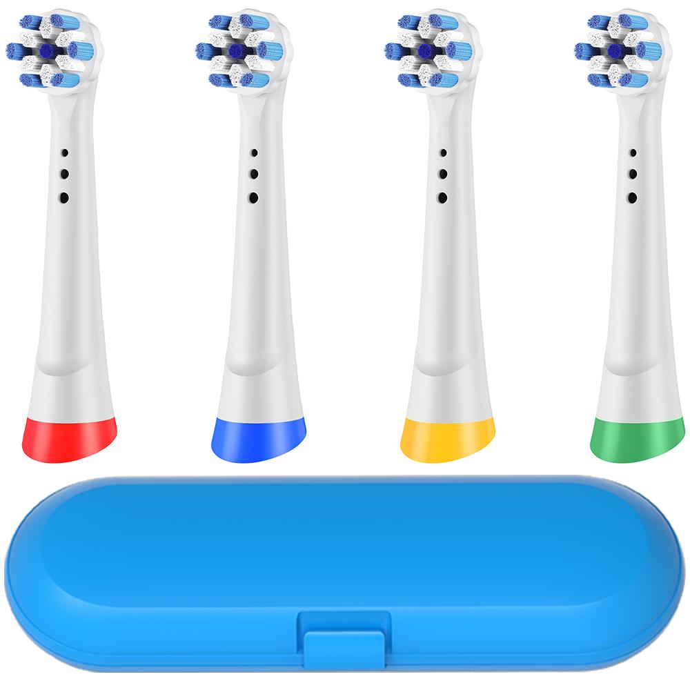 

4 Pack Replacement Brush Heads with Toothbrush Travel Case, Compatible with Oral B iO 2/3/4/5/6/7/8/9/10 Electric Toothbrushes