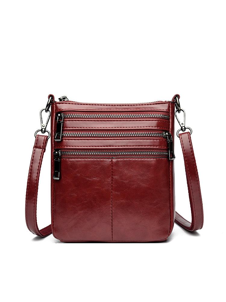 

New women s five-layer zipper mobile phone bag vertical shoulder messenger bag real women s bag large-capacity outdoor small bag бордовый