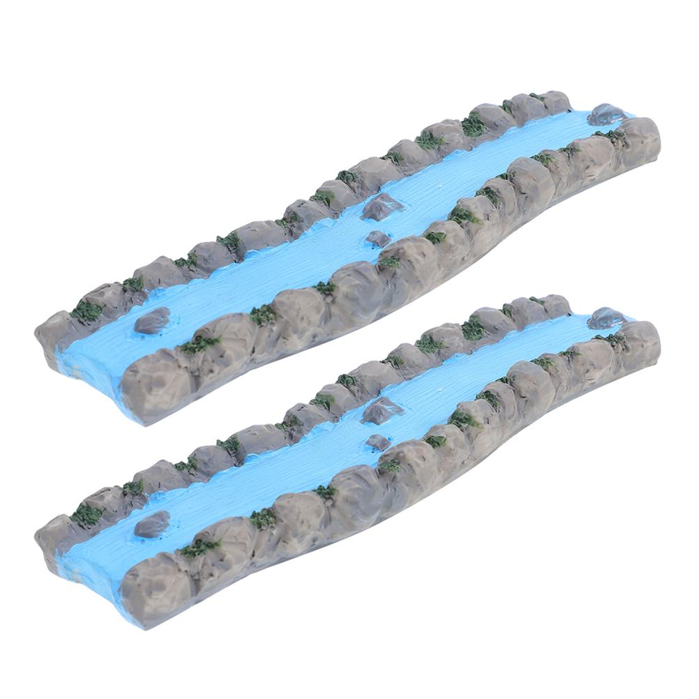 

2pcs Resin Miniature Stream For Sand Table Fairy Garden River Decoration Garden Water Feature Dollhouse Landscape Decor