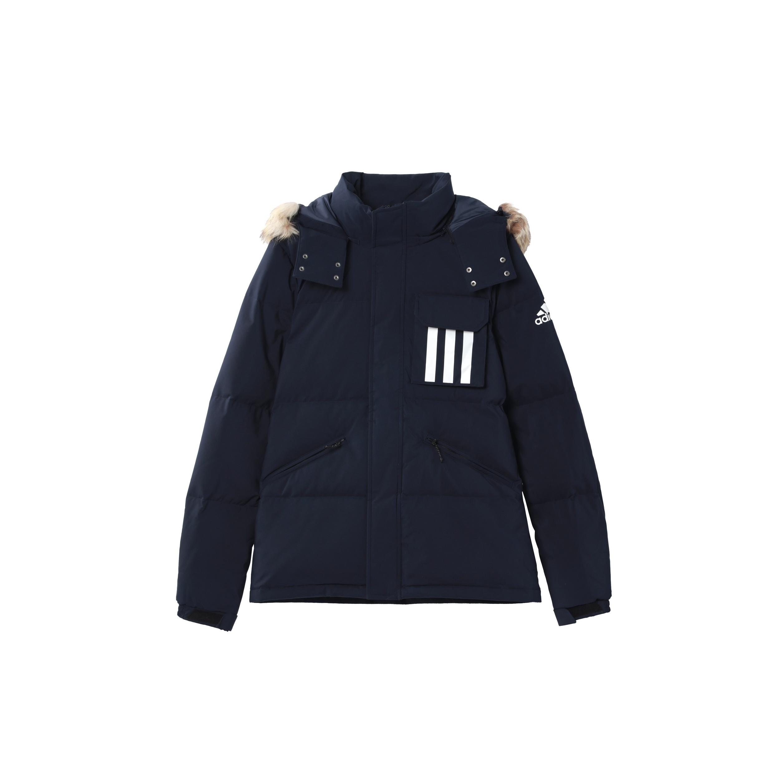 adidas DOWN PUFFA 3STR Outdoor hooded down Jacket Blue Men s GE9928 XL