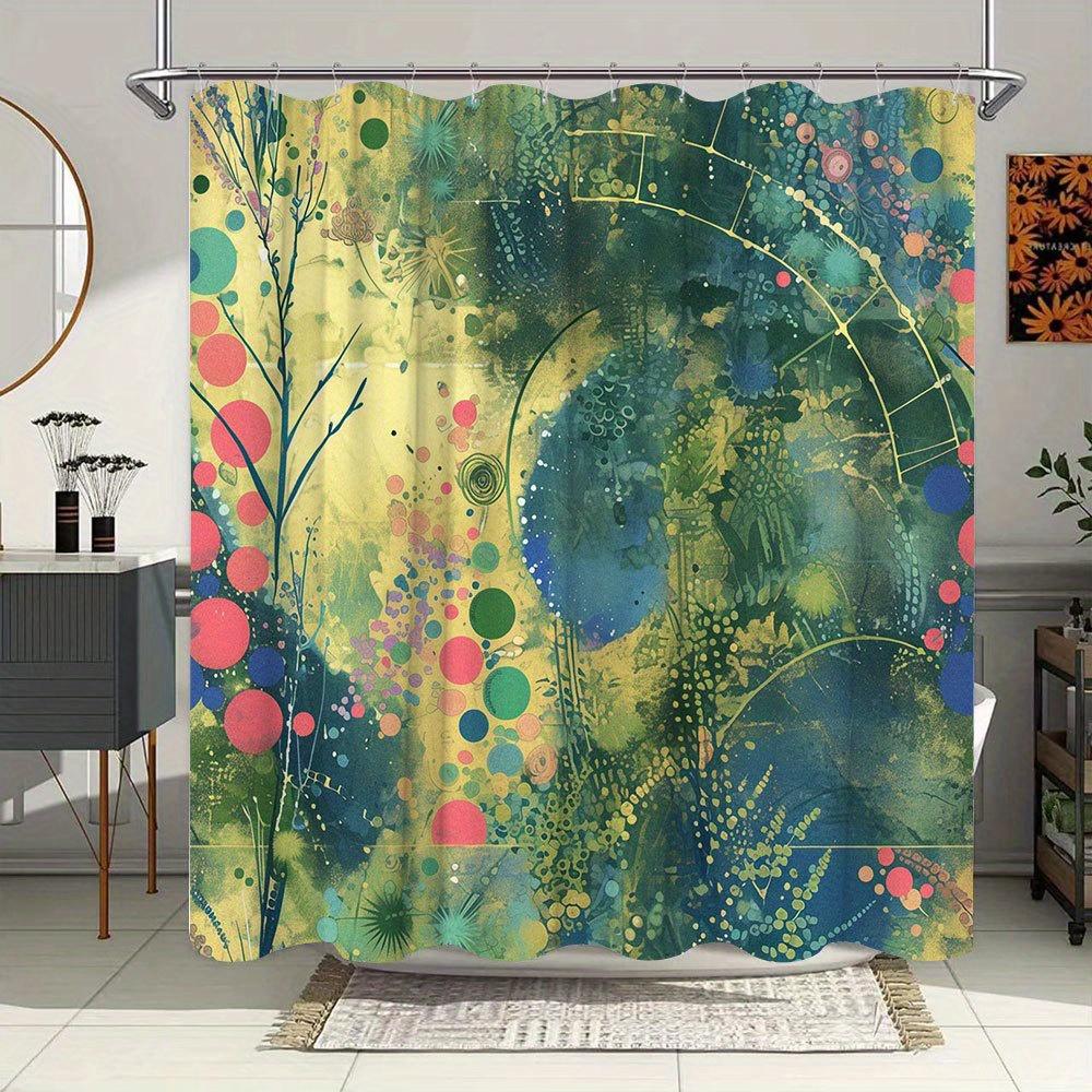 

1pc Abstract Kaleidoscope Shower Curtain - Swirling Colorful Circles, Floral Botanical & Watercolor Textures, Whimsical Dreamlik 90x180cm