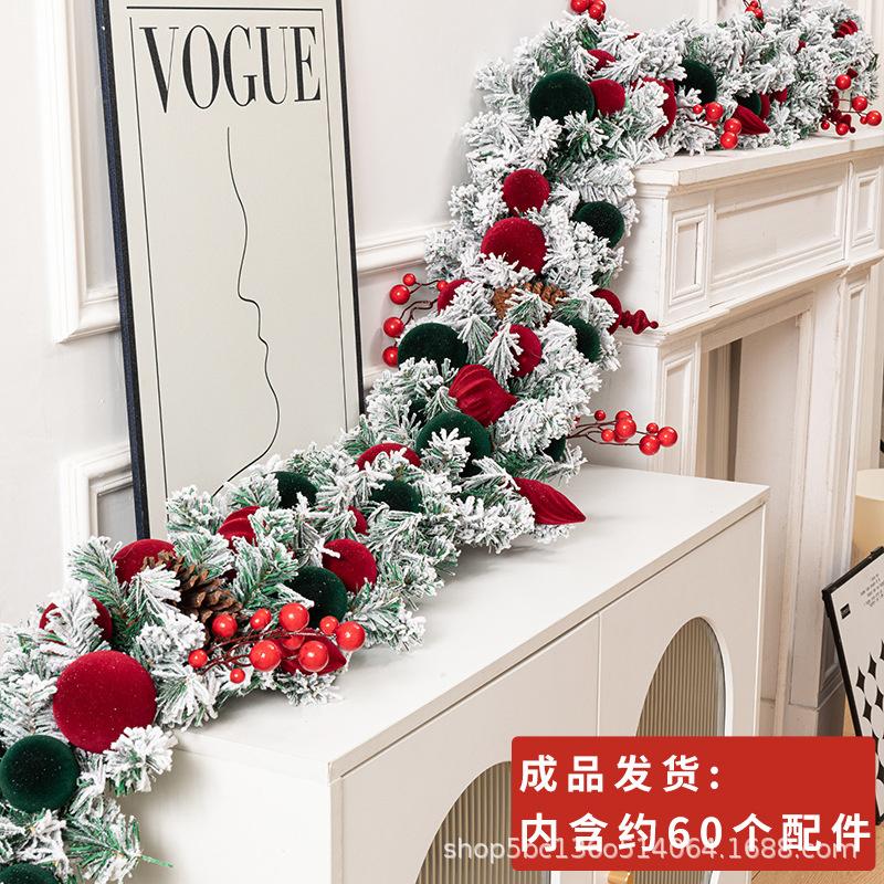 Luxury 270cm Dense Christmas Garland Wreath Door Hanging Decor For Home Hotel Window Storefront Entrance Cozy Festive Display