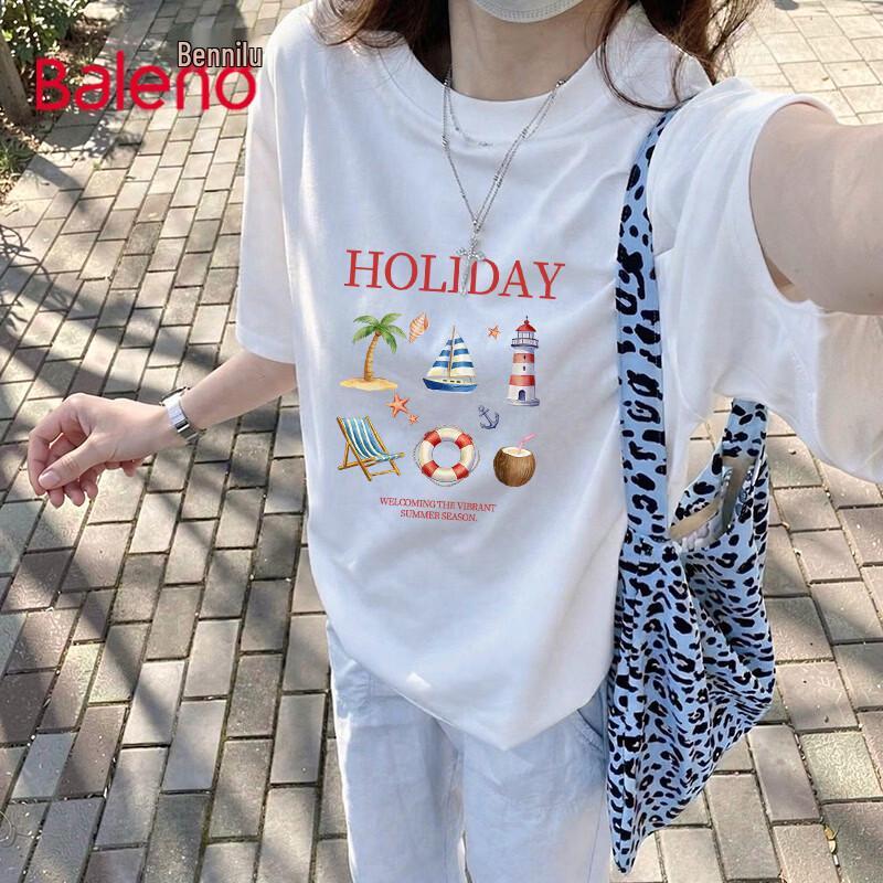 Baleno Women s Loose Fit Round Neck Short Sleeve T-Shirt L