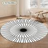 Crystal velvet carpet Modern Round Area Mat -  Crystal Velvet, Non-Slip Dot Backing, Black & White Line Design,