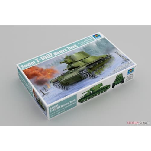 Trumpeter 1/35 scale Soviet T-100Z multi-turret heavy tank plastic model kit 09591, molded in color